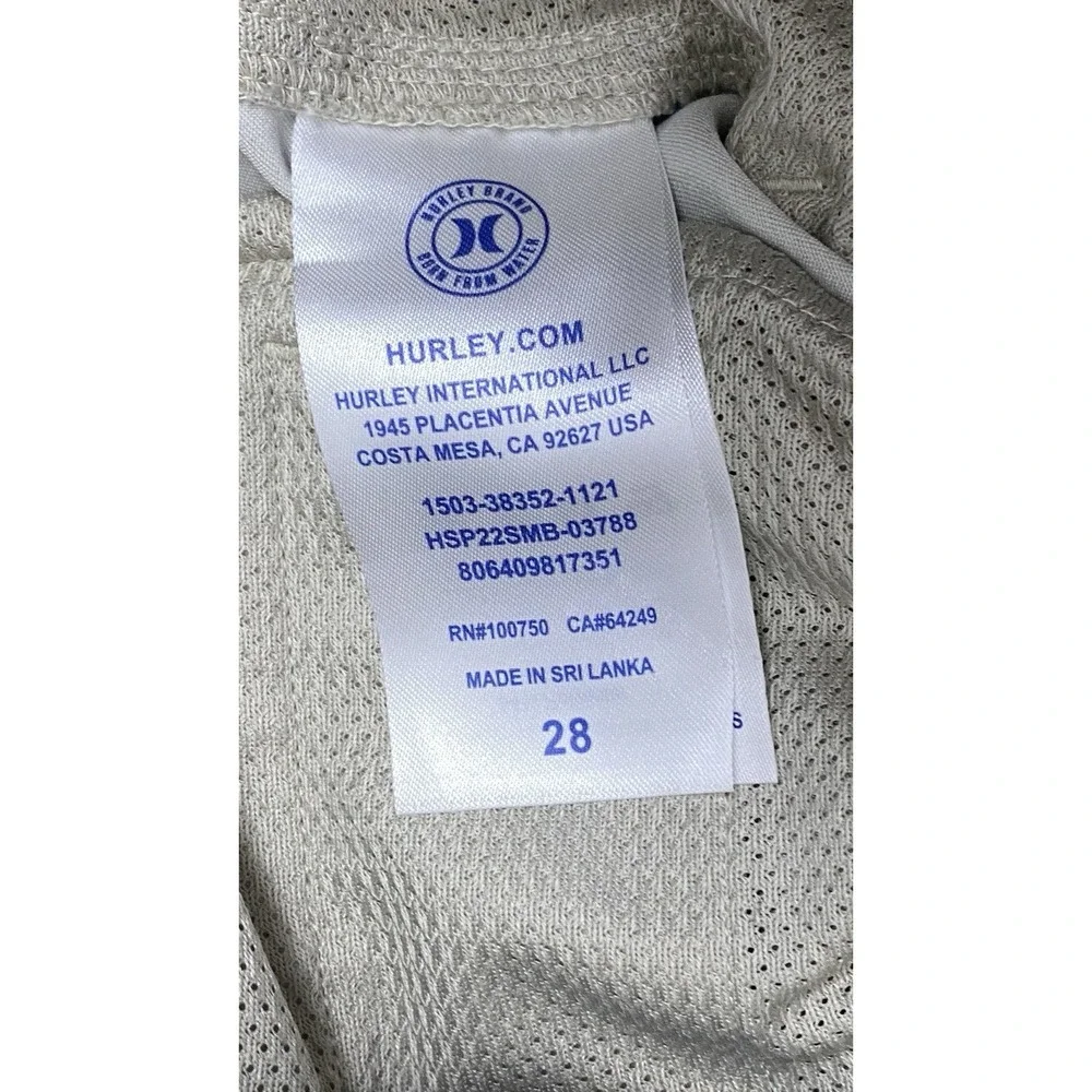 Hurley Hybrid Performance Shorts Sz 28 Khaki Quick Dry Walking Beach Resort Wear